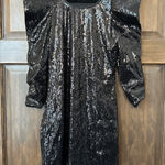 ABS Allen Schwartz Black Sequin Moto Punk Mini Dress Size Small Photo 0