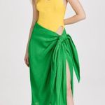 Rosie Assoulin Sarong Cut Out Midi Dress Green Yellow Womens Size 8 Photo 3