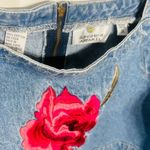 Women’s Y2K Cottagecore Denim Overall Dress Floral Embroidered Modest Pockets 1X Blue Photo 1