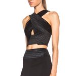 L'Agence L’AGENCE Black Faux Leather Crop Top Photo 1