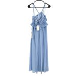 Dress the Population Athena Braided Blue Plunge V-Neck Halter Gown S NWT Photo 2