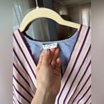 Sandro  paige striped dress long sleeve vneck mini bordeaux Photo 3