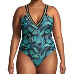 XOXO NWT Deep Plunge Cage Back With Sport Strap Swimsuit, Plus Size 1X New w/Tag Photo 2