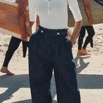 ZARA WIDE LEG DENIM EFFECT LINE BLEND PANTS Photo 0