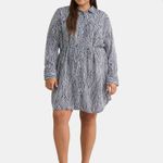Terra & Sky  Plus Size Navy Blue Stripe Mini‎ Shirt Dress Photo 7
