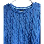 Lands' End  Women's Cotton Drifter Cable Crew Neck Sweater Medium Light Blue Photo 1