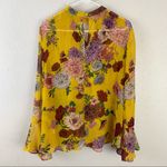 Belle Sky ruffle key hole chocker long sleeve floral blouse women’s Size XLarge Photo 7