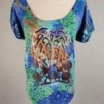 Custo Barcelona Womens Top Medium 3 Multicolor Deer Weeping Willow Floral Photo 0