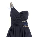Jodi Kristopher  One Shoulder Cocktail Dress 3 Holiday Navy Rhinestone Chiffon Photo 1