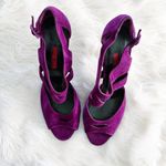 Carolina Herrera Magenta Suede Cut Out Heeled Sandals Photo 1