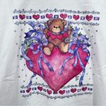 Teddy Bear Shirt 90s Heart TShirt Lucy Rigg Art Grandma T Shirt Romantic Med NWT White Photo 1
