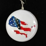 Set of 2 American Flag Peace Sign Glass Pendant Necklace White Photo 4