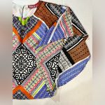 Red Ranch Winged Blouse Colorful Geometric Designs Batwinged Size S Pre Photo 4
