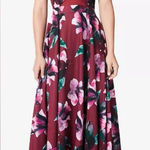 Fame and Partners Fame and Partners Floral-Print A-Line Halter Gown Maroon Sz 2 Formal Prom Party Photo 0