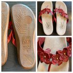 Island Slipper Hawaii Red Leather Flower Thong Sandals Size 10 Hawaiian Casual Photo 5