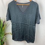 XCVI  Gray Satin Adar Short Sleeve V Neck Tee T Shirt S Photo 0