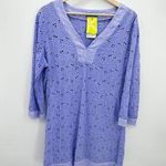Fresh Produce Cover Up Women Medium Periwinkle Blue Eyelet 3/4 Sleeve NWT Photo 0