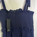 Lulus NWT  perfect moments navy blue smocked tie strapculotte jumpsuit size small Photo 4