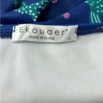 Ekouaer  Swimsuit One Piece Ruched Spaghetti Strap Blue Green Size Large Photo 4