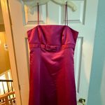 David's Bridal David’s Bridal Pink Satin Dress Size 14 Spaghetti Straps Bow Empire Waist A-Line Photo 3