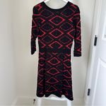 Taylor Fit and Flare Black and Red Geometric Long Sleeve Sweater Dress Size L Size L Photo 2