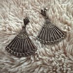 Sterling Silver Marcasite Fan Earrings 925 Dangle‎ Pierced Ears Photo 1