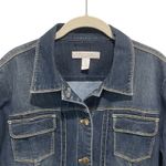 Chico's Platinum Denim Jacket Womens Size 3 (XL) Blue Jean Button Front Pockets Photo 1
