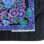 1970s/80s Black and Purple Floral Bandana, RN 14193 100% Cotton USA Selvage Edge Photo 1
