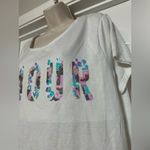 F&F Pink Purple Sequin White Short Sleeve Oversized Women’s Shirt Size 16 XL Photo 3