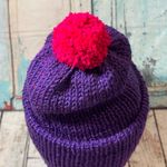 Women’s Purple Shimmer Knit Hat With Pink Shimmer Pom Photo 5