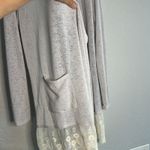 Umgee Sheer Long Cardigan Lace Hem Pockets Cottage Lagenlook Boho Prairie Large Photo 2