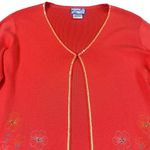 April Cornell Traders Retro Cardigan Embroidered Sequin Trim Size Medium Women's Orange Photo 2