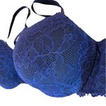 Torrid  Lightly Lined T Shirt Bra Blue Lace Underwired Size 40DD Navy Blue Photo 3