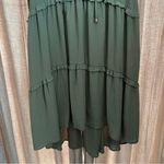 cupio  Olive Green High Low Lace Up Ruffle Midi Dress Size Extra Large Photo 6