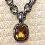 Sterling Silver Faceted Golden Orange Citrine  Open Cable Link Necklace Photo 7