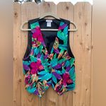 Vintage Vest Shirt DonnKenny Classics Women's Size Medium Floral Blue Black‎ Photo 1