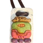 Handcrafted Ceramic Pendant Necklace Malaquita Craft Calendar Signed Mariana Cor Green Photo 1