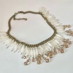 Talbots  white glass beaded gold tone crystal statement necklace Photo 3