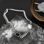 Titanium Steel Cuba Necklace for Men Women,Personality Punk Hip Hop Necklace Silver Photo 2