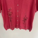 Napa Studio Pointelle Knit Floral Embroidered Cottagecore Vintage Sweater XL Photo 2