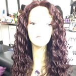 Swisslacefront ombre black/burgundy Long Curls Wig Photo 0