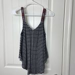 Eyeshadow EUC  women’s black white striped loose embroidered strap tank top small Photo 5
