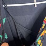 Free People  Boho Black Floral Embroidered Long Balloon Sleeve Mini Dress Photo 10