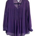 Motherhood Maternity  Sheer Purple Polka Dot Blouse with Built-In Camisole Size M Photo 0