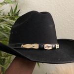 Summit Hats Black Leather Suede Wool Felt Cowboy Cowgirl Hat Cap Size L Photo 0