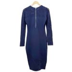 Milly NWT Dress Navy Blue Fractured Pointelle Bodycon Sheath Women’s Size Medium Photo 5