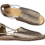 Earth Gold Leather Laser Cut Comfort Flats Womens 10 Sandals Beachy Slip On Photo 0