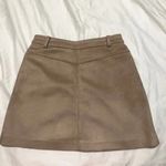 ZARA TRF Mini Skirt Button Front Beige Faux Suede A Line High Waist 60s XS Photo 2