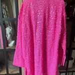H&M pink sequins shirt mini dress button down Barbiecore long sleeve eras tour Photo 3