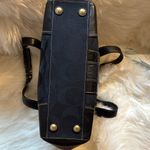 Coach Hampton Signature Stripe Black Leather & Canvas Satchel Photo 2